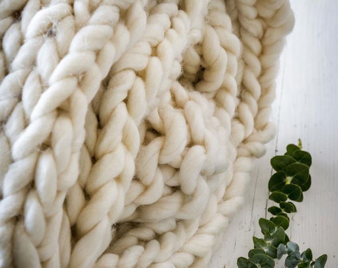 Chunky Knitted Cream Throw Etsy