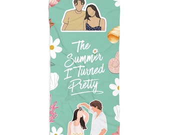 The Summer I Turned Pretty Inspired Beach Towel with Daisy and Shell Design