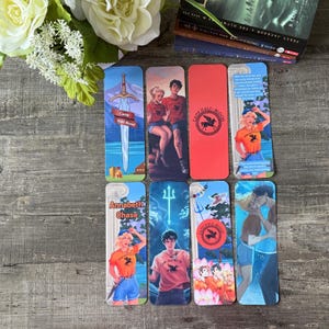 Camp Half-Blood Percy Jackson Bookmark Set – 8 Glossy Bookmarks Featuring Annabeth, Percy, and Iconic Camp Imagery