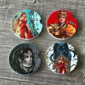 Lightlark Character Car Coasters | Isla, Grim, Oro Art | Bookish Gift for Fantasy Fans