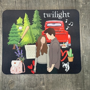 Bella and Edward Twilight Mouse Pad – Forest Romance with Iconic Red Truck