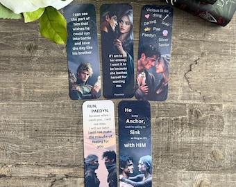 Powerless Inspired Bookmark Set | Lauren Roberts Bookish Gifts | Character Art + Quotes | Paedyn & Kitt | Enemies to Lovers