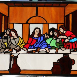 Last Supper Stained Glass Panel, 16 x 34 inches