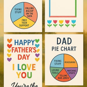 Set van 5 - Vaderdagcadeau Alles over mijn vader afdrukbaar | Vaders verjaardagscadeau | Gepersonaliseerde vadercadeau van kinderen | Direct downloaden