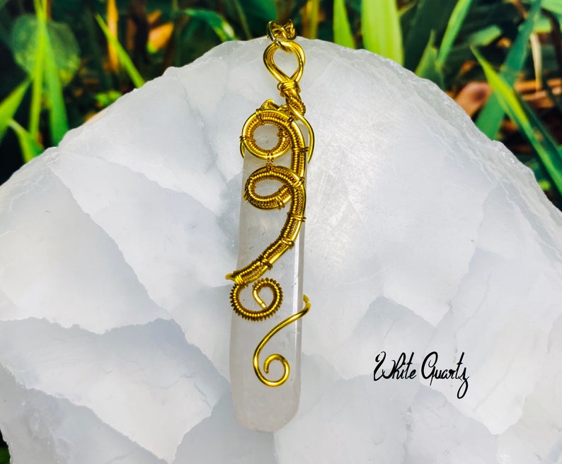 white quartz necklace Wire wrapped Stone Quartz or Stone Necklace one of a kind Blue Jasper stone necklace Wire wrapped Quartz