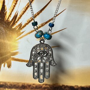 Silver Hamsa Hand Pendand, Silver Hand of Fatima Pendant,  Hamsa Hand Jewelry,  handcrafted