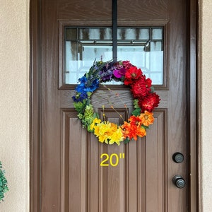 LGBTQ Rainbow PRIDE Wreath for front door decor, front porch decor, Colorful spring summer, rainbow decor, gift, bestseller image 6