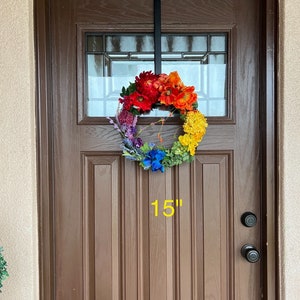 LGBTQ Rainbow PRIDE Wreath for front door decor, front porch decor, Colorful spring summer, rainbow decor, gift, bestseller image 5