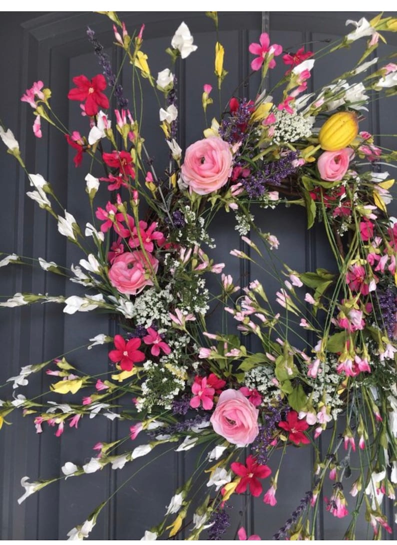 just convo me 27 x 27 plus custom requests welcome Large Spring Wreath Spring Wildflower Wreath
