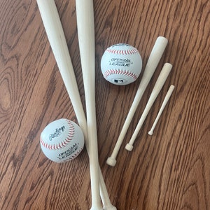 Mini Baseball Bats hand crafted USA, Smart Doll accessory, solid wood, American made and sourced, Waldorf Doll, wreath attachments 418 image 2