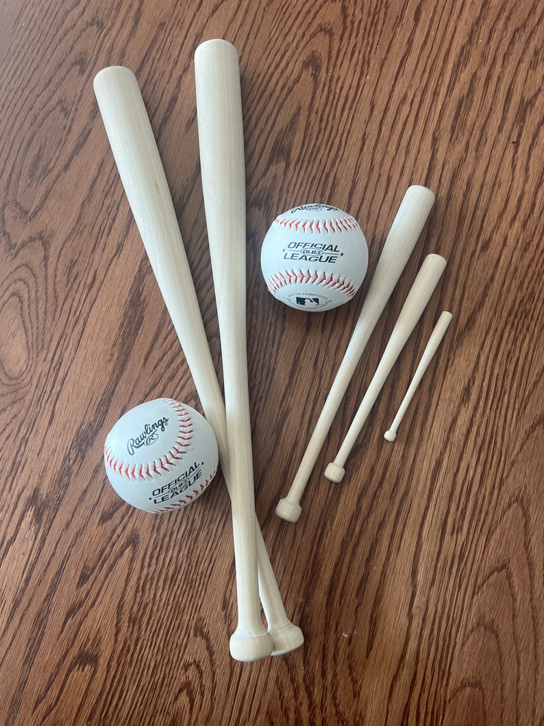 Mini Baseball Bats hand crafted USA, Smart Doll accessory, solid wood, American made and sourced, Waldorf Doll, wreath attachments 418 image 2