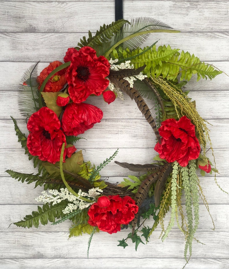 Poppy Wreath for front door Best selling Poppy Summer wreath Etsy