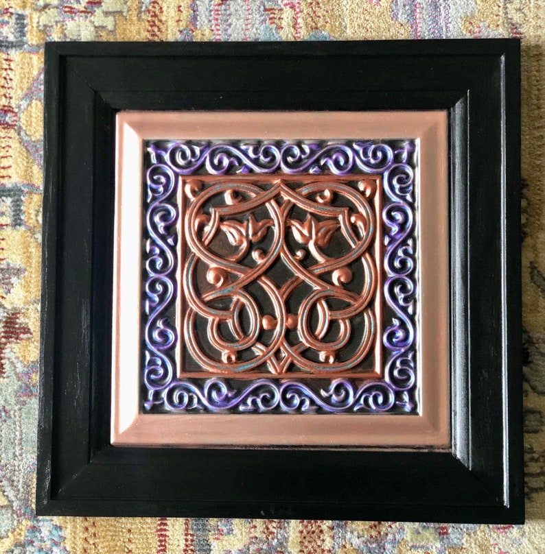 Purple With Copper And Turquoise Celtic Ceiling Tile Irish Lovers Knot Framed 16 X 16 Show Your Irish Pride And Love Faux Tin
