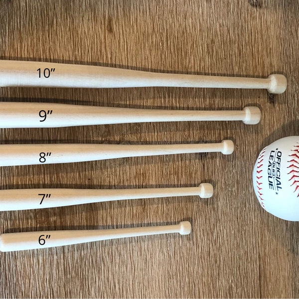Mini Baseball Bats hand crafted USA, Smart Doll accessory, solid wood, American made and sourced, Waldorf Doll, wreath attachments 4"-18"