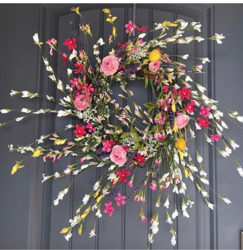 just convo me 27 x 27 plus custom requests welcome Large Spring Wreath Spring Wildflower Wreath