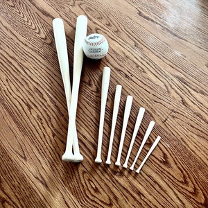 Mini Baseball Bats hand crafted USA, Smart Doll accessory, solid wood, American made and sourced, Waldorf Doll, wreath attachments 418 image 3