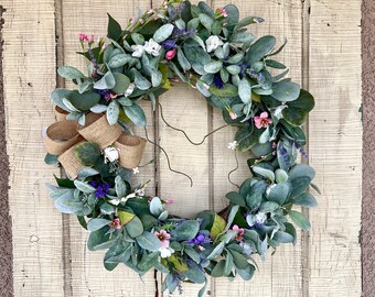 Everyday  wreath for front door,  front porch, grapevine, floral, Home decor, Mothers Day Gift, Birthday