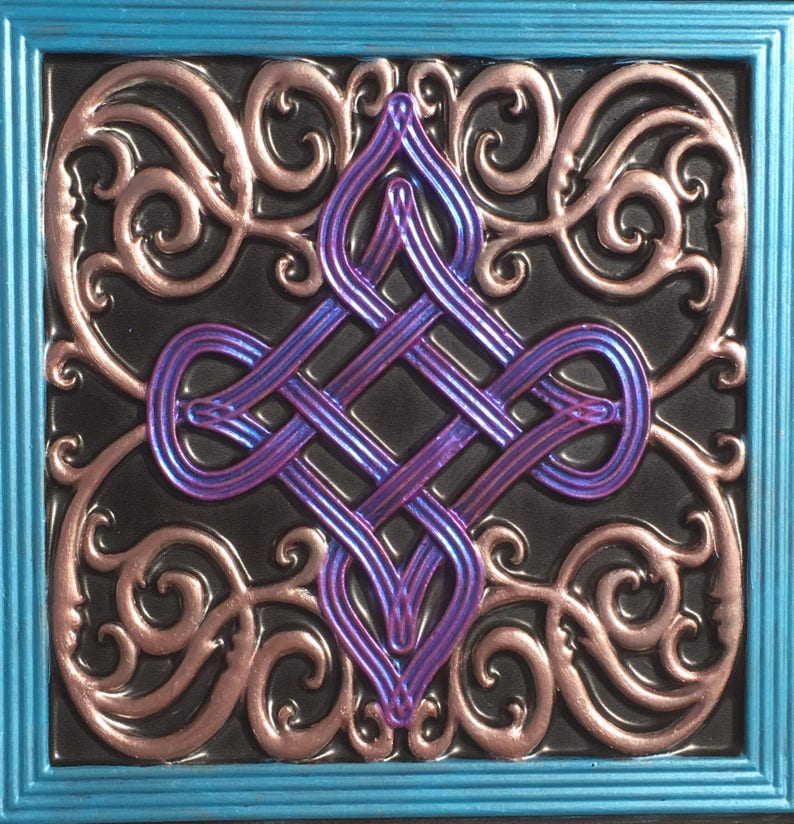 Ceiling Tile Kismet Design Turquoise Rose Gold And Amethyst Kismet Faux Tin Custom Framed Ceiling Tile 14 X 14 Faux Tin