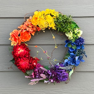 LGBTQ Rainbow PRIDE Wreath for front door decor, front porch decor, Colorful spring summer, rainbow decor, gift, bestseller image 4