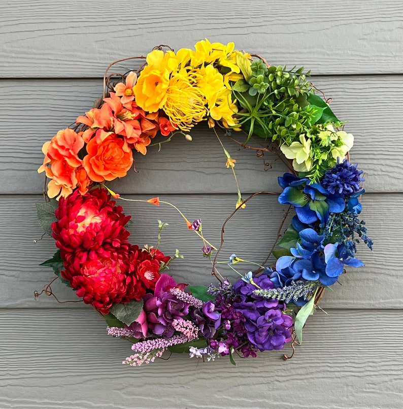 LGBTQ Rainbow PRIDE Wreath for front door decor, front porch decor, Colorful spring summer, rainbow decor, gift, bestseller image 4