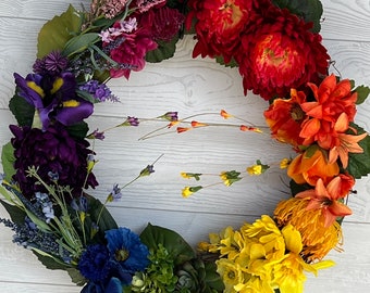 LGBTQ Rainbow PRIDE Wreath for front door decor, front porch decor, Colorful spring summer, rainbow decor, gift, bestseller