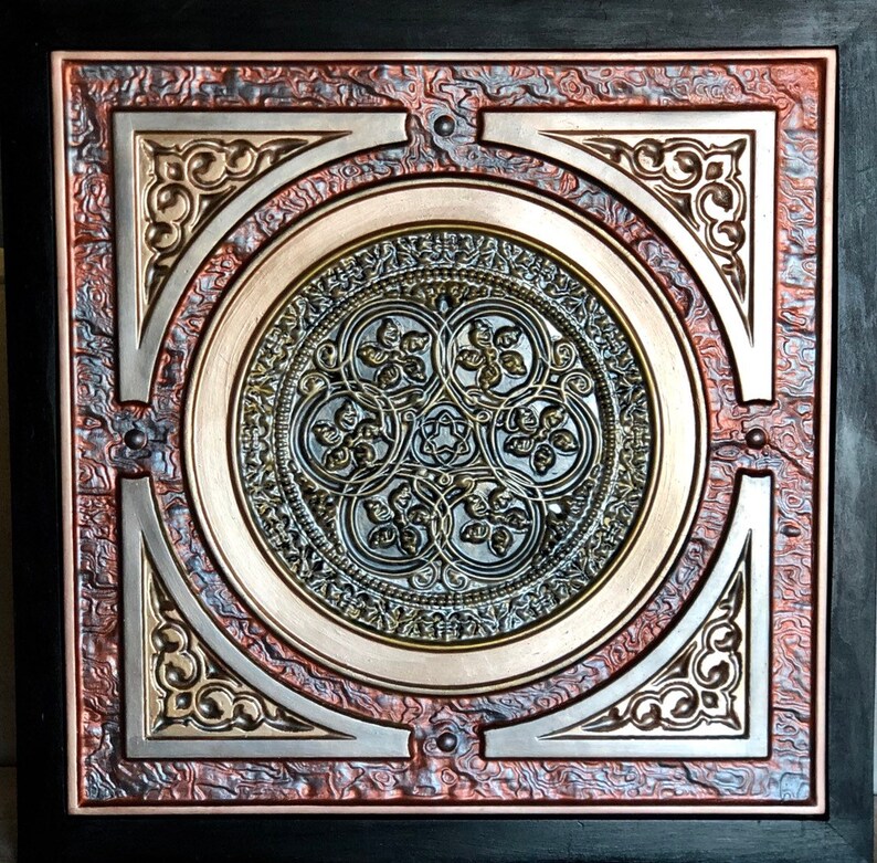 Large Burnt Orange Bronze Framed Ceiling Tile Victorian Etsy