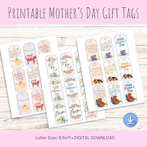 Mother&#39;s Day Gift Tag Bundle, Print at home, digital, Letter Size, 8.5 x 11