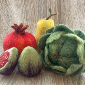 Artichokes, figs, pomegranates for decoration, felted fruits for decoration, Fruits for table decoration image 1