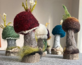 Needle Felted Wool Mushrooms: Natural Home Decor
