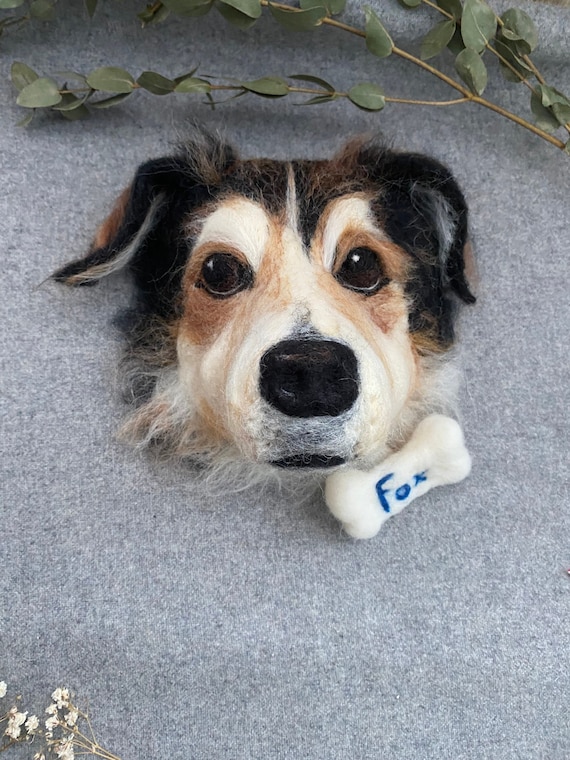 Custom Needle Felted Dog Portrait: 3D Wool Pet Sculpture