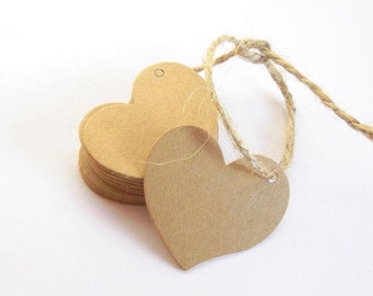 20 kraft heart tags, Wedding favor tags, Heart shaped tags, Gift tags, Kraft gift tag, Wedding tags, Favor tags, Kraft paper tags