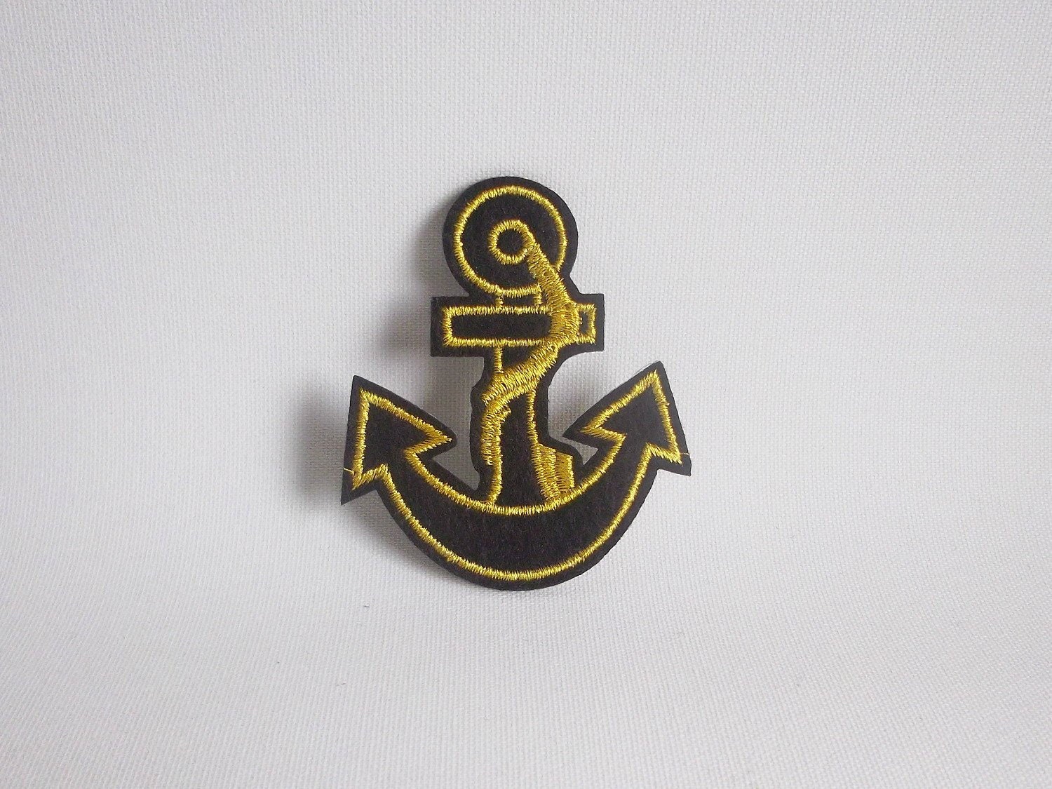 Anchor patch Sailor iron on patch Black and gold nautical Etsy