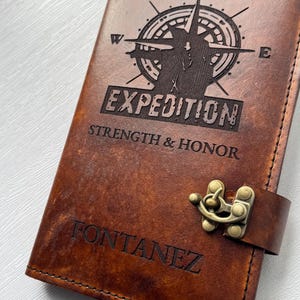 Custom Hand-Carved Leather Military Book Cover, Personalized Journal, Officer Gift Bild 16