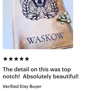 Personalized Rising Eagle Leather Book Cover, Military Journal Gift Warrant Officer image 3
