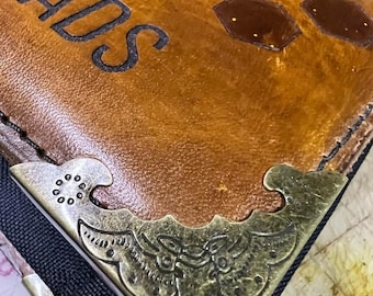 ADD brass book corners to your green book cover to match your hook lock, UPGRADE, Green Book Leather Cover, military gift, deployment