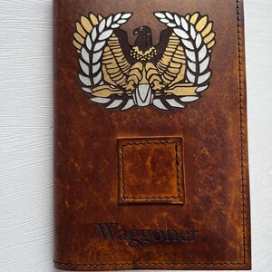 Custom Hand-Carved Leather Military Book Cover, Personalized Journal, Officer Gift Bild 17
