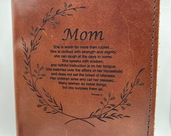 Proverbs 31 Leather Journal for Mom, personalize for Mimi, Gigi, Nana or other name, Mother's Day, Valentine Leather Gift, Anniversary gift