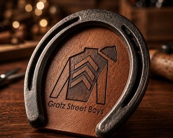 Personalized Horseshoe Coaster Set, Custom Leather Horse Racing Decor