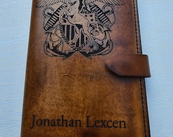 US Navy Mustang Leather Book Cover – Personalized Military Journal