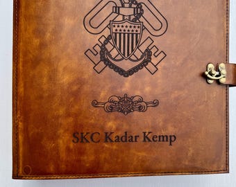 Personalized ALL Leather CCTI Binder, USCG Chief Petty Officer Training, Coast Guard Gift