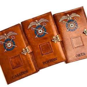 Custom Hand-Carved Leather Military Book Cover, Personalized Journal, Officer Gift Bild 12