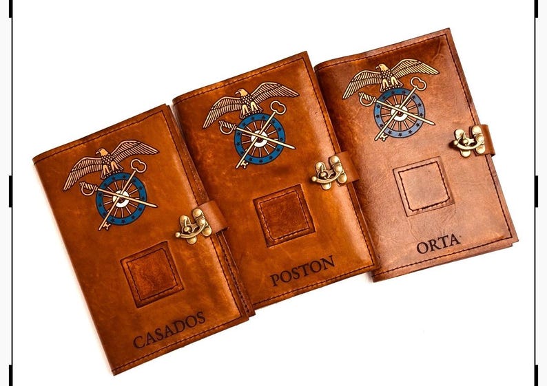 Custom Hand-Carved Leather Military Book Cover, Personalized Journal, Officer Gift Bild 12