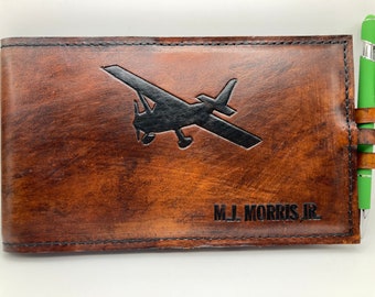 ASA Pilot Log Book leather cover, personal pilot log book, pilot gift book cover, personalized army gift, deployment, retirement, promotion