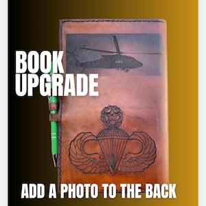 Leather Book Cover Photo Engraving Upgrade, Military Deployment Retirement Gift