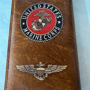Custom Hand-Carved Leather Military Book Cover, Personalized Journal, Officer Gift Bild 11