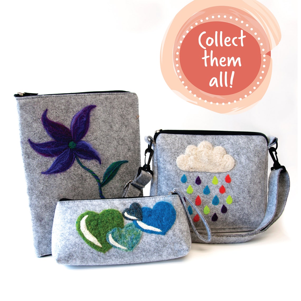 DIY Needle Felted Crossbody Bag Kit Rain Cloud Exclusive Etsy