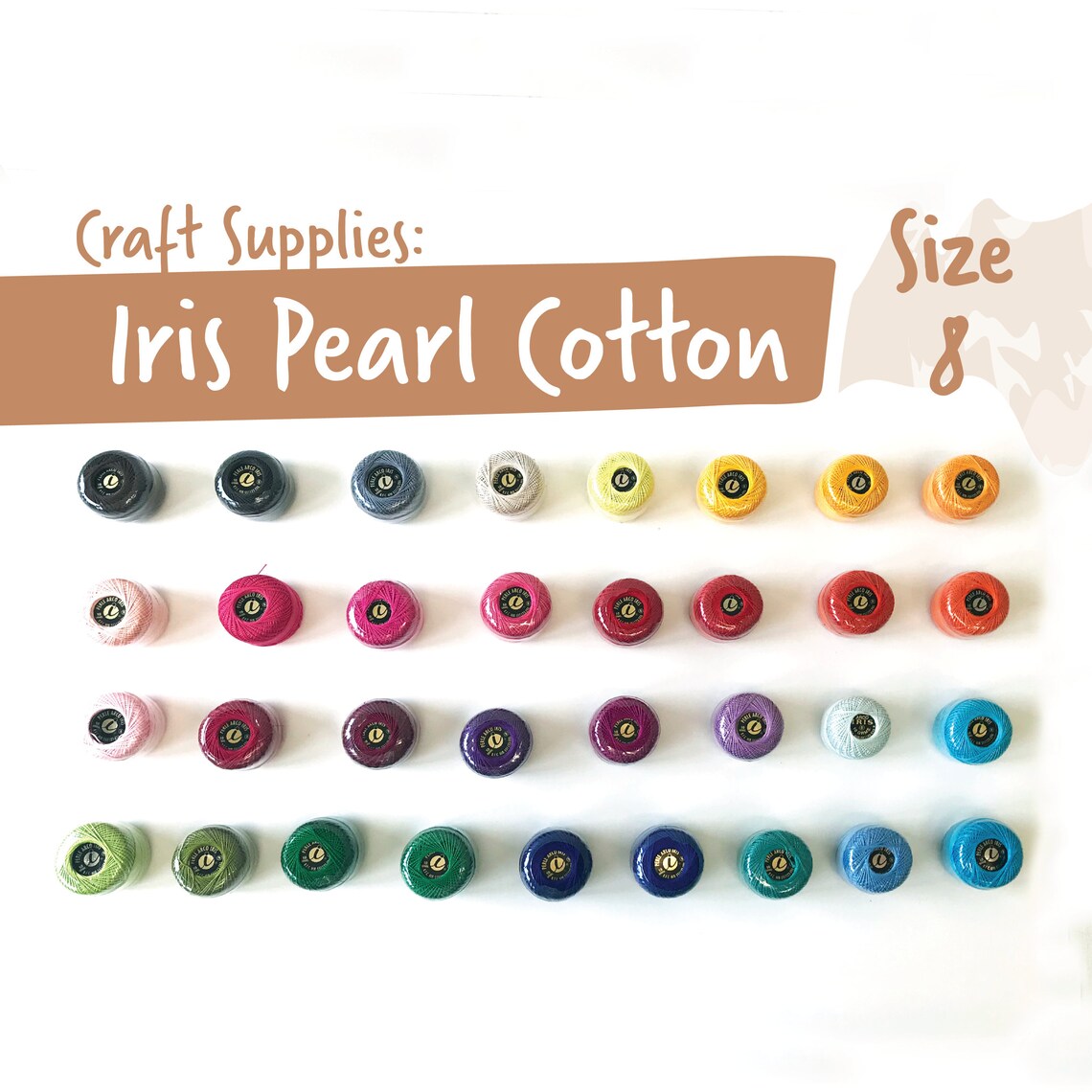 Iris Pearl Cotton Size 8 Thread Balls 83 Yards Solid Color Etsy