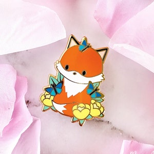 Spring Fox Florals Hard Enamel Pin