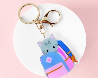 Backpack Cat Acrylic Charm