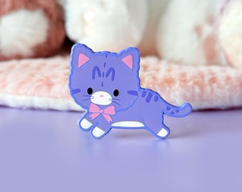 Floppy Purple Tabby Plushie Dyed Enamel Pin